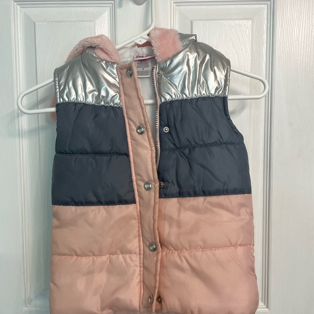 Little Lass Silver, Blue, and Pink Vest
